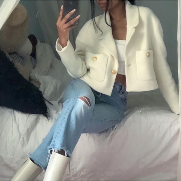 NWT Zara * Textured Cropped Blazer size XL XXL - Picture 3 of 16